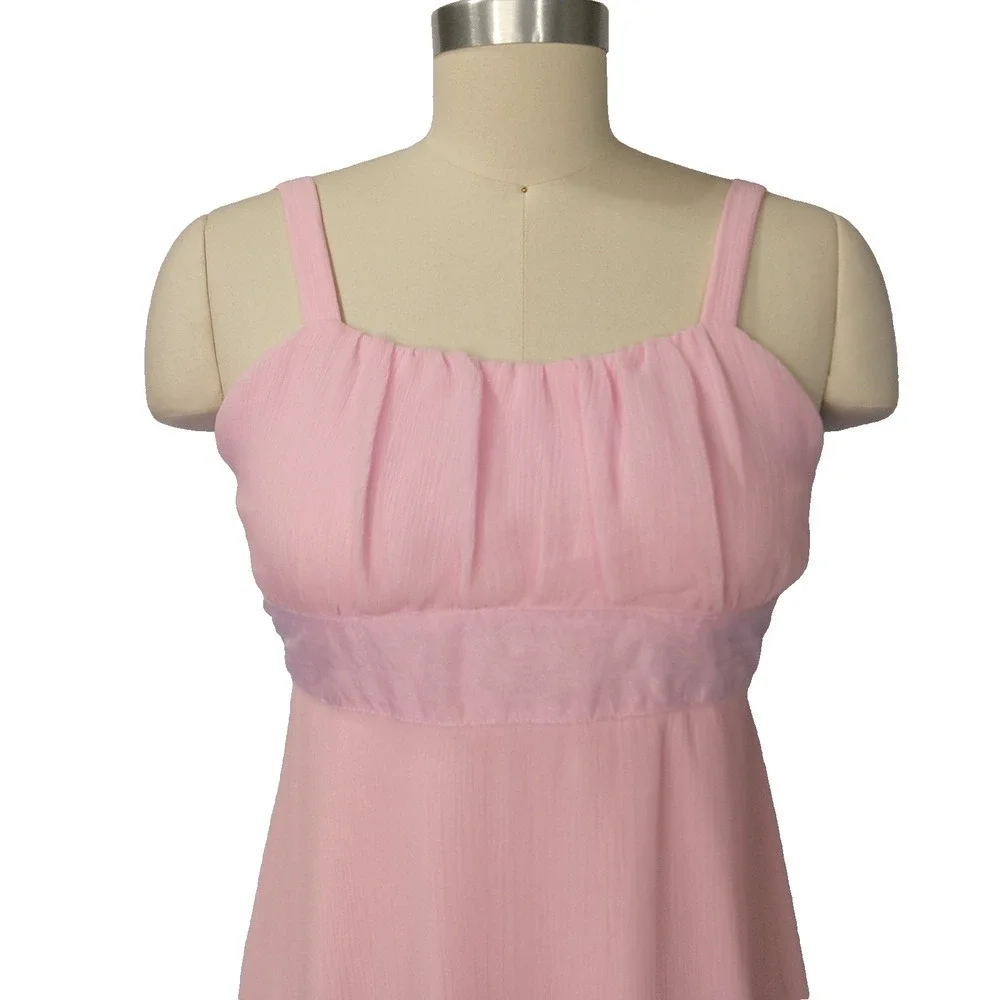 Vintage Y2K Pink Fairy Dress Size M Sleeveless Milkmaid Tie Back Fairycore 2000s